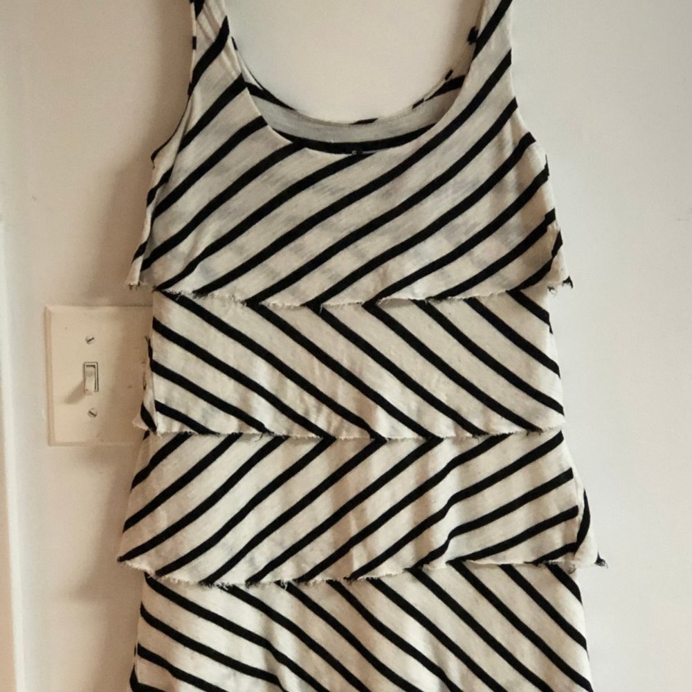 Summer Dress, blackwhite stripe jersey knit SMALL